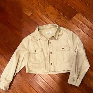 Cropped Khaki Utility Jacket